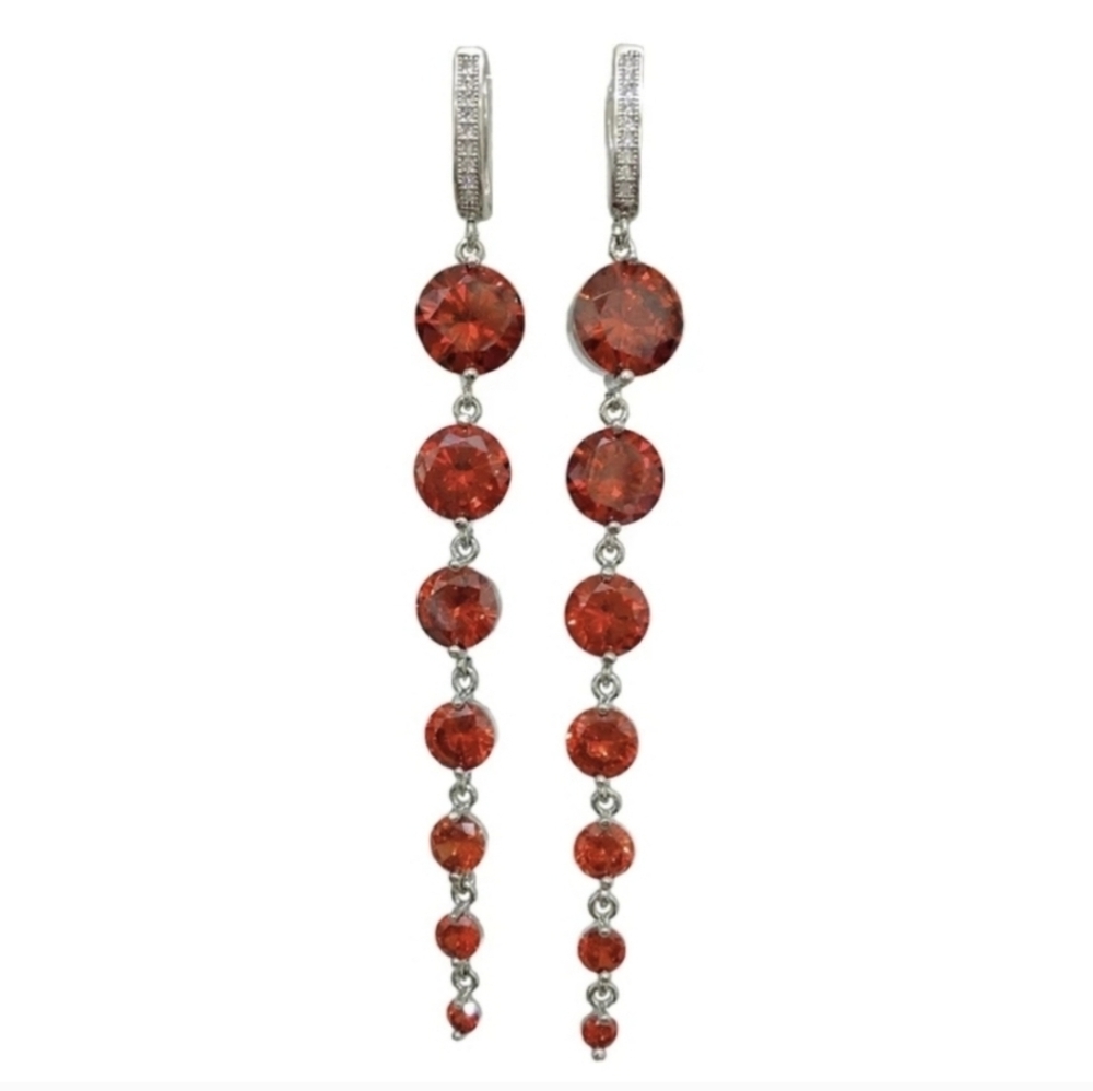 Long Red Tassel Drop Earrings